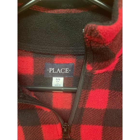 The Children’s Place Buffalo Plaid Fleece‎ Half Zip Pullover Small 5/6 - Picture 2 of 7